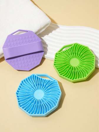 1pc Silicone Bath Brush, Shower Scrubber, Body Scrubbing Brush, Rubbing Tool, Bathing Brush Back To School