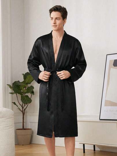 Plus Size Men Long Sleeve Robe