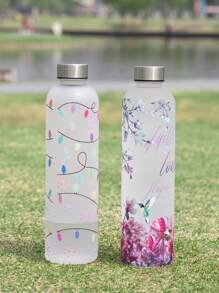 1pc 1000ml/33OZ Capacity Metal Cap Plastic Water Bottle, Fashion Design, Multiple Patterns Available, 3D Printing Technology Provides Stereoscopic Effect, Portable And Durable, Suitable For Outdoor Sports, Fitness, Parties, Travel, Holiday Gifts, Etc.