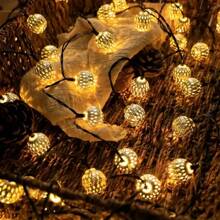 Solar-Powered Moroccan Ball String Lights, Ni-MH Battery, Removable, For Outdoor Garden, Patio, Home & Festive Decorations - Ideal For Weddings, Birthdays, Halloween, Christmas