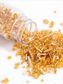 Aproximadamente 500 piezas de 10 g de cuentas de vidrio plateadas de colores mixtos - Kit de cuentas de tubo multicolor DIY para hacer joyas y decorar ropa, suministros para manualidades