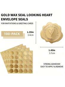400PCS/16sheets Gold Embossed Envelopes With Love Wax Seals, Wedding Stickers, Self-Adhesive Envelope Labels, Invitation Party Stickers, Gift Wrapping Greeting Cards