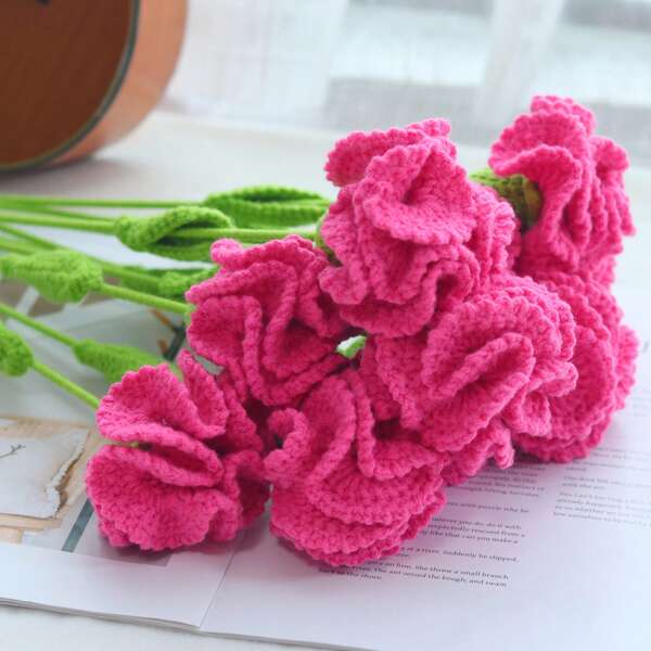 1/3/6/10pcs Handmade Crochet Carnation Flowers. Handmade Flowers, Artificial Flowers, Yarn Flowers. Suitable As A Mother's Gift, And As Home Decor For Dining Room, Living Room, Bedroom, Weddings, Parties. Suitable For Mother's Day, Thanksgiving, New Year, Housewarming, Valentine's Day, Birthday And Other Celebrations