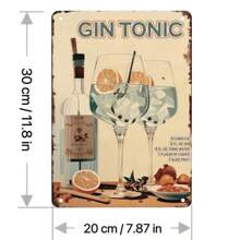 Letrero de metal vintage de Gin Tonic, placa decorativa de pared clásica, arte de pared de garaje antiguo de uso múltiple, decoración para restaurante y sala de estar, sin necesidad de electricidad
