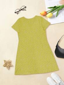 Vestido de gasa ligero con estampado de flores diminutas, elegante y casual para vacaciones y oficina para mujer, primavera/verano