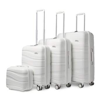 KONO 14" 20" 24" 28" Lightweight Polypropylene Hard Shell Suitcase Set With TSA Lock And Spinner Wheels – Travel Luggage For Holidays, Business Trips & Family Getaways – Available As Single Or 3-Piece Set And 4-Piece Set