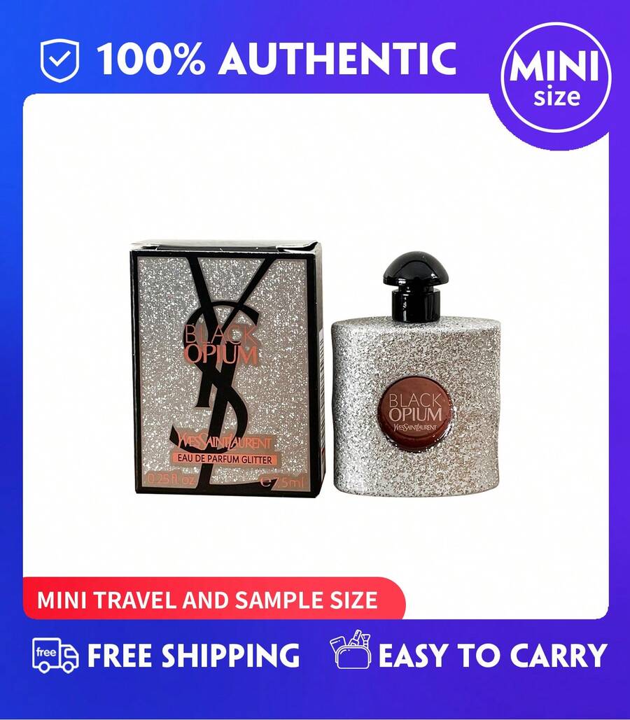 YSL Black Opium Glitter  Eau De Parfum, 7.5ml (0.25 Oz) Women's Perfume - Mini Splash EDP, Marshmallow & Coffee, Travel Size - Nhũ nhũ thuốc phiện đen 7,5ml - Xem 1