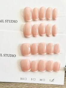 10 件套手工粉色法式指甲贴，有长短款可选，可按压指甲贴片，快速修甲，按压指甲，美甲用品，美甲 - 彩色 - 查看 2