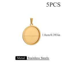 5pcs304 Stainless Steel Cabochon Pendant Setting Stones Blank Base DIY Necklace Earrings Jewelry Accessories Making - Round Base - View 12