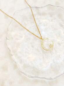 1 pièce Ensemble de collier de strass élégant avec étoiles et lune, chaîne claviculaire simple et raffinée pour femmes, convient pour les fêtes et les cadeaux, adapté pour un port quotidien ou festif, convient pour les voyages et les vacances