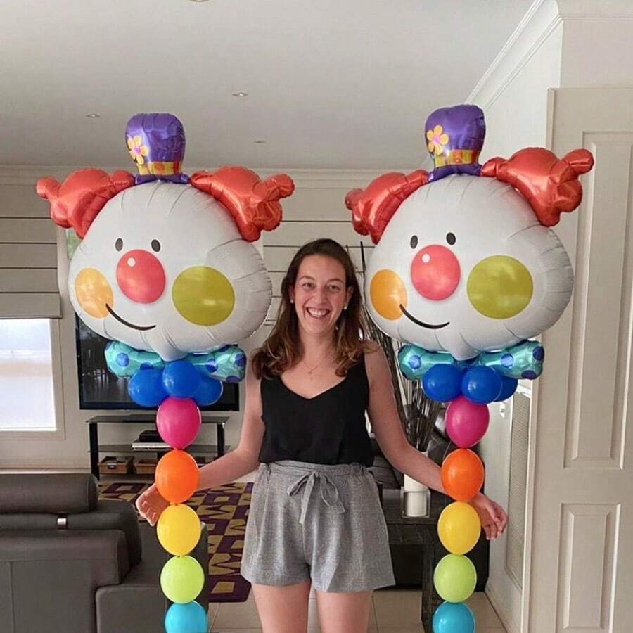 2pcs Cartoon Clown Aluminum Foil Balloons, Party Decorative Balloons For Carnival, Clown Party, Holiday, Birthday Celebration, Friends Gathering, Indoor & Outdoor Use