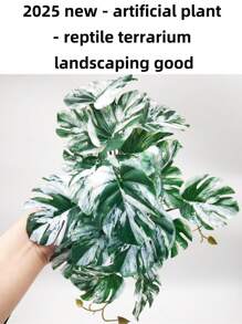 Reptile Plants For Terrariums, Amphibian Habitat Decorations, Artificial Hanging Plants With Suction Cups, Artificial Plants For Gecko Color-Changing Dragon Snake Turtle Tank Accessories