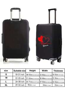 Customized Name Letter Pattern Luggage Protective Cover Dust Cover Anti-Scratch Protective Cover, Black Elastic Luggage Cover Suitable For 18-32 Inch Fashion Trolley Case Thickened Elastic Dust Bag Travel Accessories