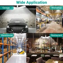 LED车库灯，吸顶式LED工作灯，28W 2600LM 6500K，螺口LED灯，带4+1个可变形面板，适用于车库、工作室、地下室的明亮LED照明，支持E26/E27灯座