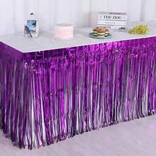 1pc Rain Silk Fringe Table Skirt Disposable Party Decoration, Banquet Tablecloth Cover,Christmas - Mauve Purple - View 10
