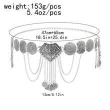 1 pièce Chaîne de taille décorative de pièce de monnaie vintage, ceinture de taille en métal bohème à franges. Accessoire de danse du ventre pour assortir une robe. Convient pour le port lors de festivals de musique et de soirées