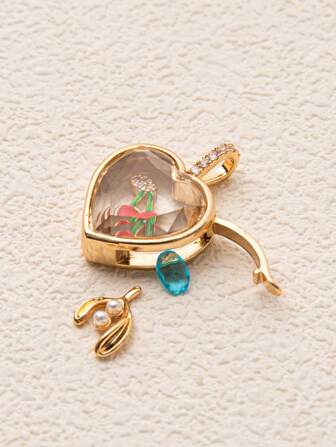 1Pc European And American Retro Personalized Picture Box Pendant Item Can Be Opened And Closed DIY Pendant Hollow Design Transparent Box, Women Gifts, Ladies' Jewelry