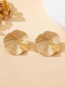 Women's Fashion Stud Earrings, Simple Wavy Textured Matte Earrings Jewelry, Suitable For Daily Wear And Vacation - Frosted - View 5