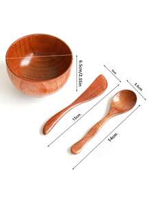 3pcs Wooden Mask Bowl, Mask Tool, Mixing Stick Beauty Spa Mask Care Tools - Brown - View 11