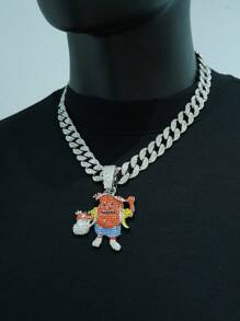 1pc Bling-Bling Hip-Hop Personalized Cartoon Expression Money Pendant Necklace, Fashionable And High-End Accessory For Both Men And Women