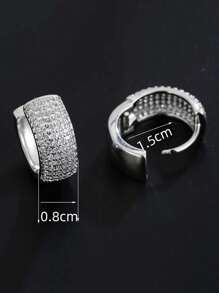 1 Pair Fashionable & Full Crystal Stud Earrings For Men, Jewelry Accessories For Holiday Gathering