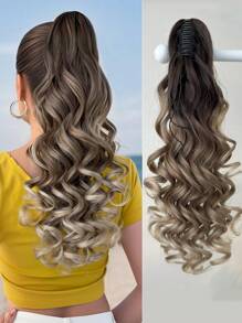 Claw Ponytail Extension Hair Accessories Ombre 22 Inch Long Deep Wave Heat Resistant Fiber Synthetic Ponytail Hairpiece For Women Girls Daily Used