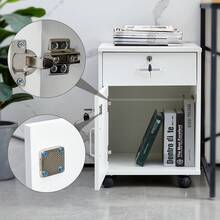 CLIPOP Lockable File Cabinet Wooden Drawer Filing Cabinet With 1 Closed Storage And 4 Rolling Wheels, Home Office Mobile Under Desk Cabinet For A4 Paper,Letters And File Folders - White - View 4