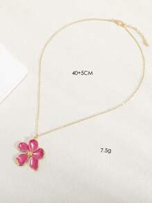 1 pieza Collar colgante de flor de 5 pétalos esmaltado de color blanco, rosa, rojo rosa, naranja elegante y personalizado, adecuado para uso diario y de vacaciones, gran regalo para amigos, primavera/verano