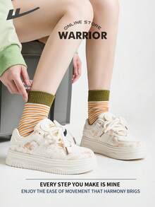 WARRIOR 战士女鞋春夏轻便舒适透气适中风格休闲时尚运动鞋全年适用耐磨全天穿着训练运动鞋跑步鞋 - 米/卡其 - 查看 7