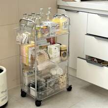 Carrello di stoccaggio trasparente su 3 livelli con ruote: organizzatore multifunzionale con ruote per casa e ufficio, ideale per camera da letto e soggiorno