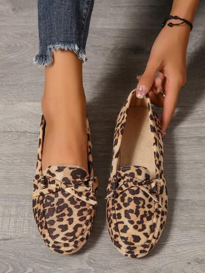 2025 Autumn Women's Fashion Bowknot Decor Loafers - Low-Top Flat Shoes - Spring/Summer New - Comfortable Versatile - Casual Style - Daily/Office Wear - Bowknot Design - Flat Shoes - Low-Top Shoes - Faux Suede Material