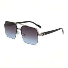 1pc Men's Fashion Cross-Border Double-Bridge Pilot Fashion Glasses, New Style Cycling/Driving Rectangular Frame, Exquisite Half-Frame Glasses