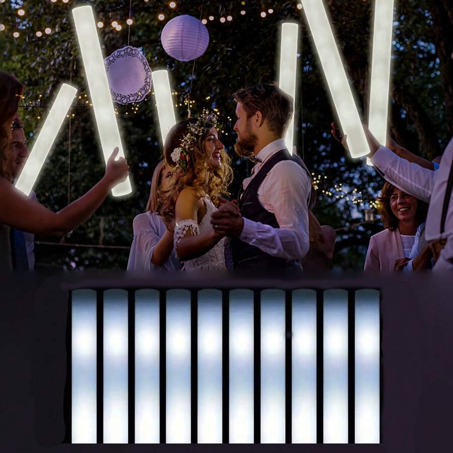 36 Soft Foam Glow Sticks Wedding & Valentine's Day Decorations LED Magic Flashing Fireworks Three Light Modes Suitable For Weddings, Bridal Parties, Birthday Celebrations & Glow Parties - 36pcs White Sponge Glow Sticks - View 1