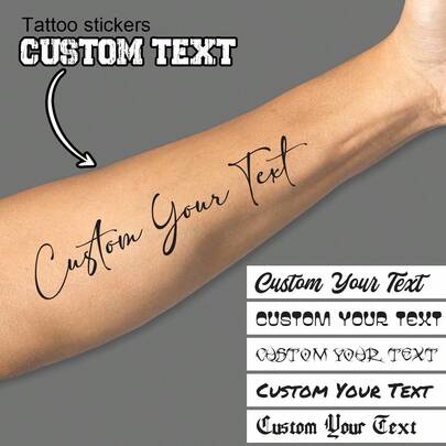 1-20 pezzi Tatuaggi temporanei personalizzati con le tue parole o frasi, personalizza il tuo adesivo per tatuaggio, tatuaggi personalizzati, tatuaggi finti, tatuaggi con citazioni, tatuaggi con frasi, tatuaggi con parole da 4-10 cm di lunghezza. A causa del carattere e della lunghezza del testo, sono multifunzionali, decorativi, con lettere, di colore solido, raffinati, eleganti, vintage, moderni, casual, morbidi, unici, personalizzati, ideali come regalo per lei, la fidanzata, gli amici, il fidanzato, linea sottile