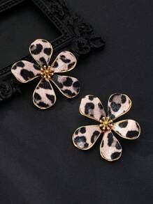 1 Paar plüschige Leoparden-Blumen Ohrringe, modisches, zierliches, einzigartiges Design, personalisierbar, vielseitig für täglichen Gebrauch und Tragen, Herbst/Winter