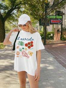 Il Mercato Shirt Italian Market Shirt Sardines Shirt Oysters Shirt Lobster Shirt Tomato Girl Summer Amalfi Coast Shirt La Dolce Vita Shirt - 白色 - 查看 1