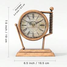 Vintage Style Iron Tabletop Wall Clock, Retro Decorative Room Shelf Desktop Clock For Home Living Room Bedroom, Gift Room Decor Digital Clock Alarm Clock
