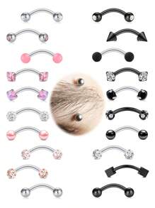 16g Eyebrow Rings Rook Earring Rook Piercing Jewelry Vertical Labret Lip Jewelry Pink Opal Stainless Steel Bridge Eyebrow Piercing Jewelry For Women Men Slivery Black Curved Barbell