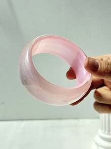 1 件透明闪亮粉色几何不对称螺旋圆形矩形树脂手链，夏季海滩度假装饰手链 - 彩色 - 查看 7