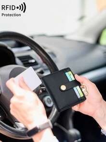 MIYIN Women's Super Thin Wallet, RFID Blocking Bifold Credit Card Holder With Zipper Coin Pouch, ID Window And Key Ring, Fashionable And Lightweight, Suitable For Daily Use, Can Hold ID Cards, Cards, Etc. An Ideal Choice For White-Collar Women, And Also A Great Gift For Holidays, Anniversaries, Birthdays, Etc. This Wallet Combines The Functions Of A Business Card Holder And Credit Card Wallet, Making It An Ideal Choice For Women's Mini Wallets. - Black - View 11