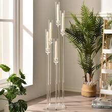 1 Set 8 Arms Clear Candlesticks Holder For Wedding Decorations,38.5 Inches Tall Arcylic Candelabra Candle Holder With Shade For Valentines Day Events Party Table Centerpiece,Fit LED Candles - transparent - 查看 6
