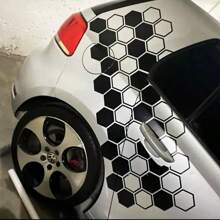 20 Pcs/Set Honeycomb DIY Vinyl Car Stickers, Hexagon Design Car Side Body Wrap Decal, Custom JDM Car Truck Decor Accessories (10pcs Solid + 10pcs Outline)