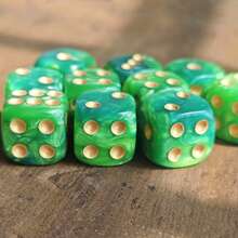 16mm Green & Gold Dot D6 Dice Set, Tabletop Games - Multicolor - View 2