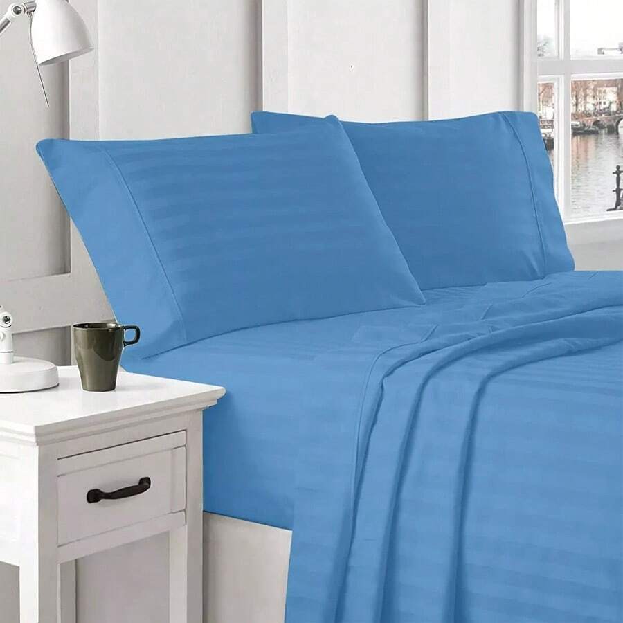 Conjunto de Sábanas Individuales suave Tacto Algodón | Perfectas para regalar en primavera. - Azul - Ver 1