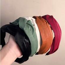 复古香港风格女士发带，2024 新款皮革十字架厚顶结头带，发髻夹，发带，发箍头带，头饰