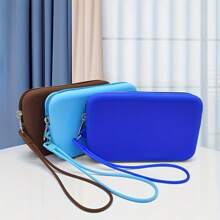 Small Silicone Cosmetic Bag, Coin Purse Lipstick Clutch, Cosmetics Storage Pouch, Portable Minimalist Toiletry Bag,For Holiday Beach, Bathroom Collection, Bedroom Collection, Large Capacity