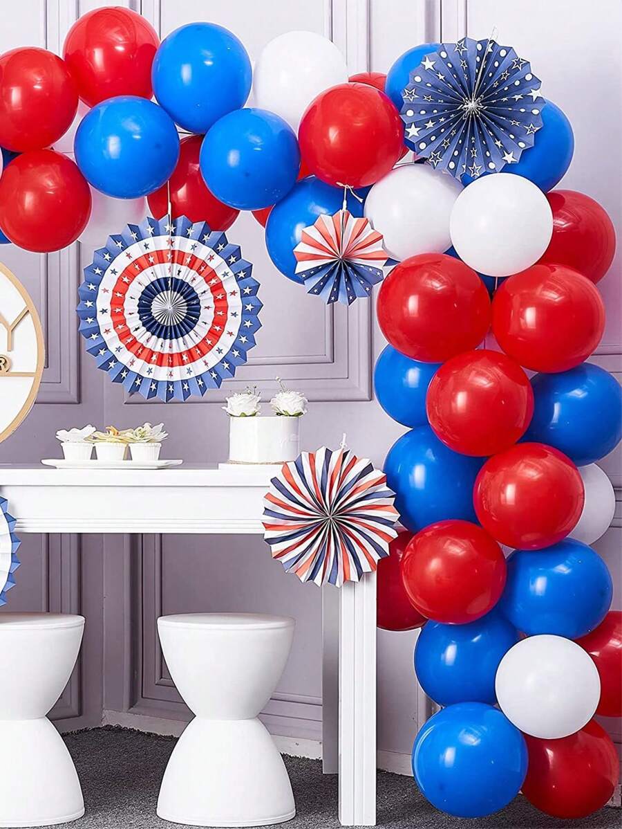 20 Red White Blue Balloons - 4th Of July Decorations Independence Day Patriotic Anniversary Balloons For Birthday Party Balloon Decorations 12 Inch