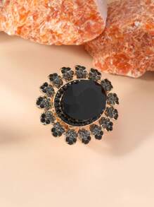 1 pièce Bague ouverte ovale à la mode ornée de strass en cristal