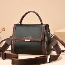 Women Shoulder Bags - 黑拼棕色 - 查看 2