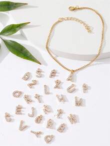 1pc Elegant Beach Style 26 Letter Pendant Foot Chain With Rhinestone Inlaid, Delicate Jewelry Suitable As Beach, Holiday, Easter Gift For Girlfriend - Gold - View 5